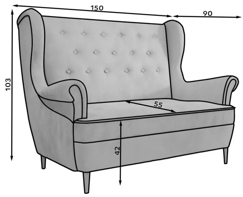Жълт диван 150 cm Aros – ELTAP