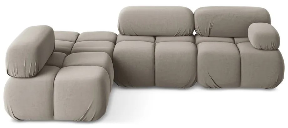 Бежов кадифен модулен ъглов диван (ляв ъгъл) Lokua – Makamii