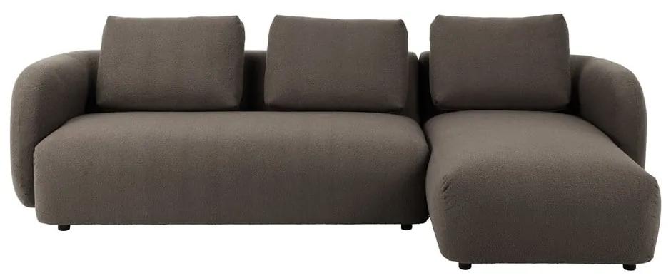 Сиво-кафяв ъглов диван от плат букле (десен ъгъл) Imola – Bonami Selection