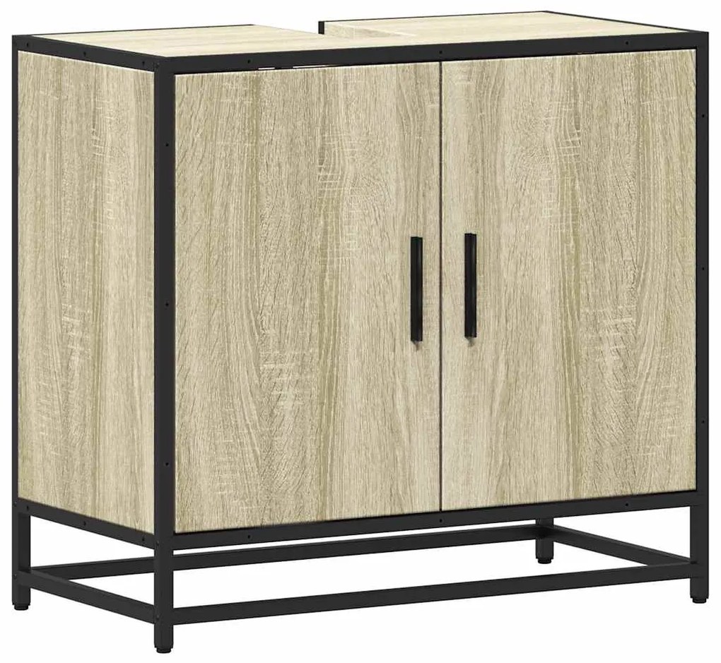 849265 vidaXL Шкаф за мивка за баня, дъб сонома, 65x33x60 см, инженерно дърво