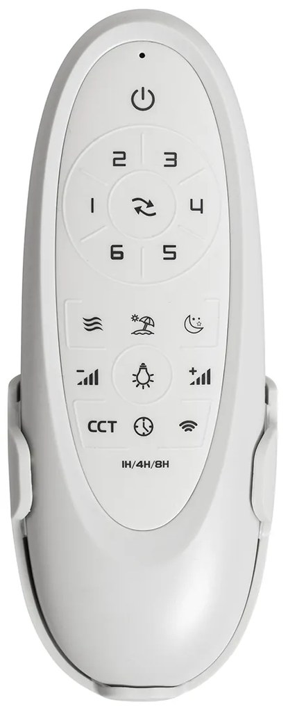 Външен вентилатор за таван бял с дървен принт 91,3 см вкл. LED димируем с дистанционно управление IP44 - Toledo