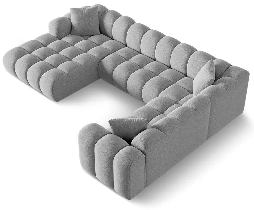 Светлосив шенилов ъглов диван (десен ъгъл/U форма) Treno – Cosmopolitan Design