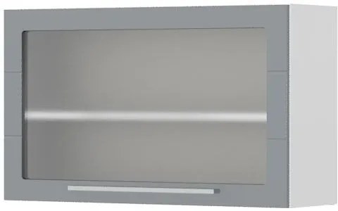 Висящ шкаф Hudson V5-90-1KSP with Витрина-White - Gray