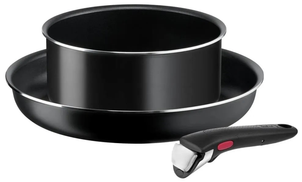 Tefal - Комплект готварски съдове 3 бр. INGENIO EASY COOK &amp; CLEAN BLACK