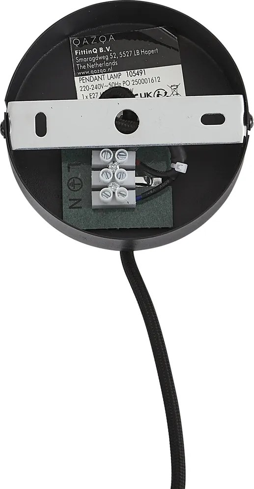 Арт Деко висяща лампа черна с димно стъкло - Wallace