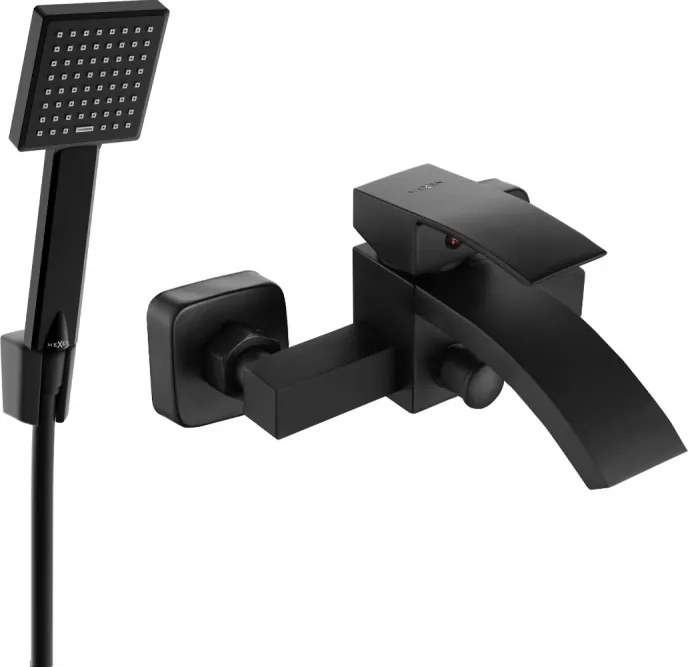 Mexen Libra R45 батерия за вана с душ комплект, черна - 74513R45-70