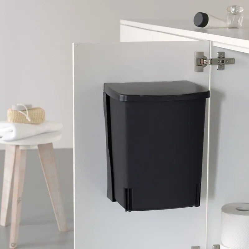 Кош за боклук за вграждане Brabantia Built-In 647043, 10 л, Широк отвор, Лесно почистване, Черен