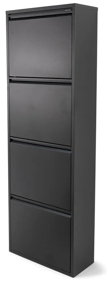 Черна метална накланяща се стойка за обувки 50x150x22 cm Billy – Spinder Design