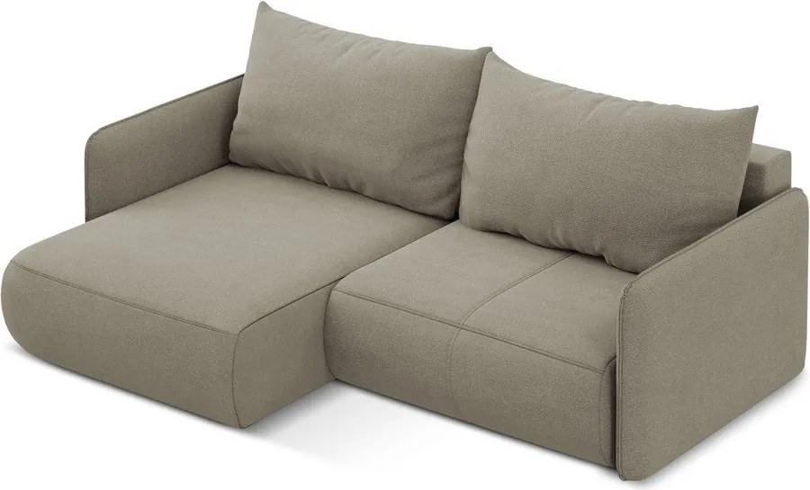 Бежов разтегателен ъглов диван с място за съхранение (ляв ъгъл) Nanea – Makamii