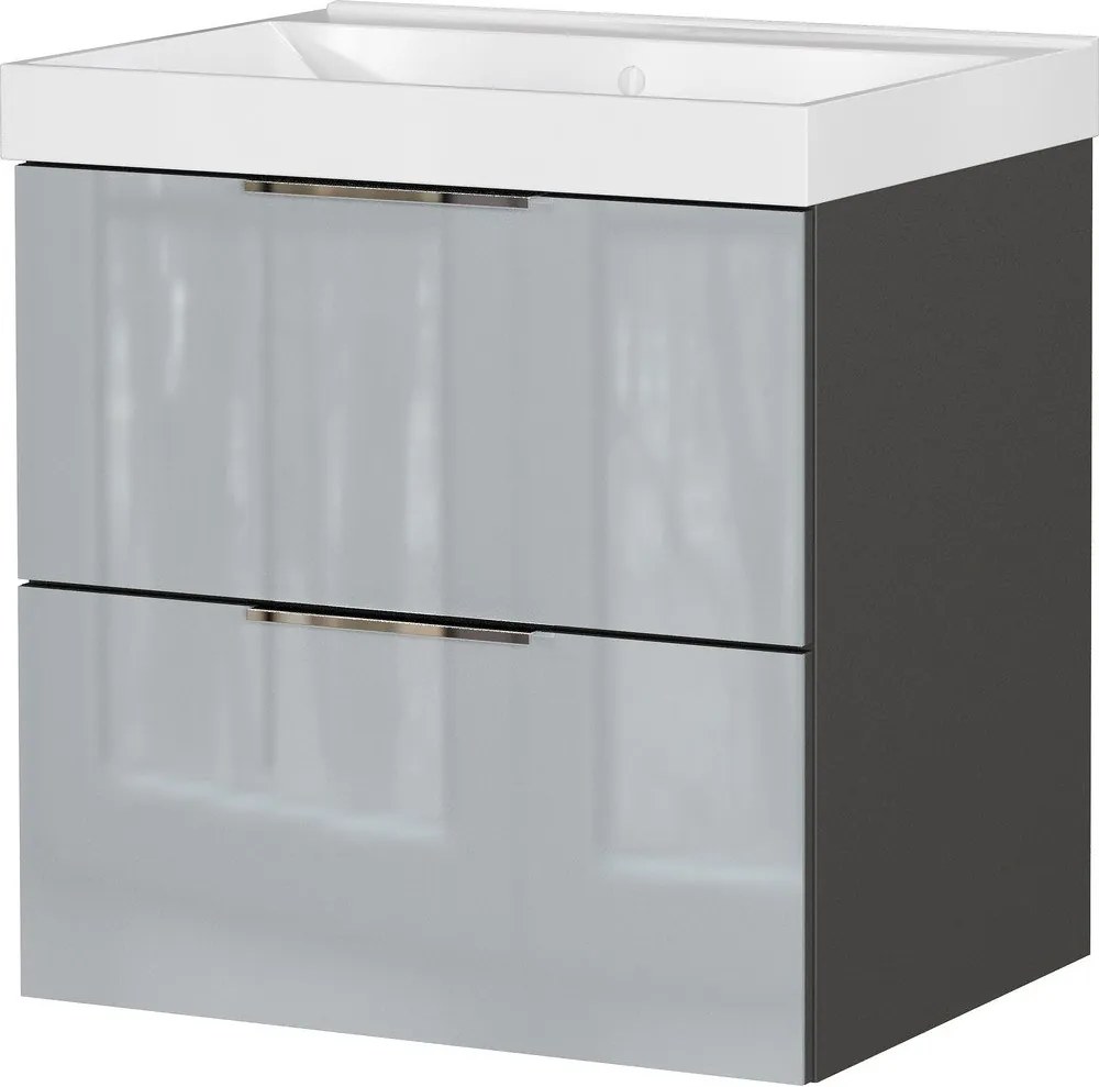 Сив гланцов стенен шкаф за мивка 61x65 cm Celano – Germania
