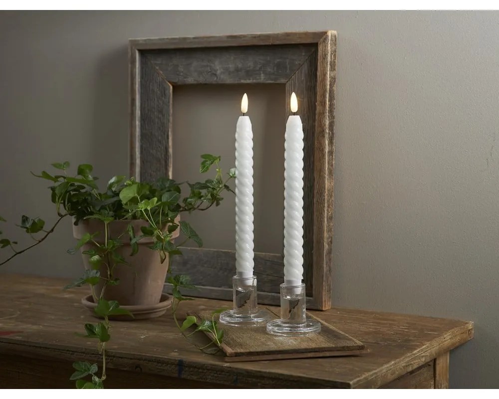 Комплект от 2 LED свещи от бял восък, височина 25 см Flamme Swirl Antique - Star Trading