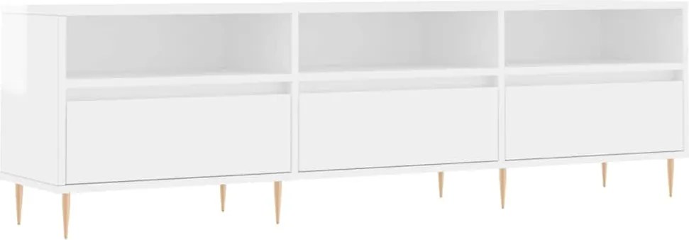 831270 vidaXL ТВ шкаф, бял гланц, 150x30x44,5 см, инженерно дърво