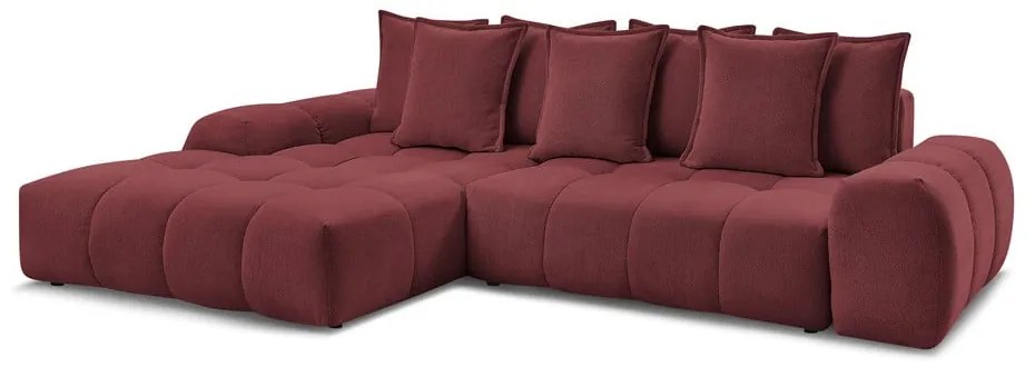 Бордо шенилов сгъваем/с място за съхранение ъглов диван (ляв ъгъл) Everest – Bobochic Paris