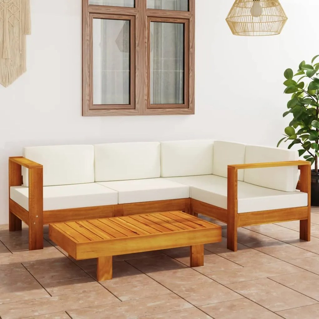 3057932 vidaXL Градински комплект с възглавници, 5 части, 100x60 см, акациево дърво