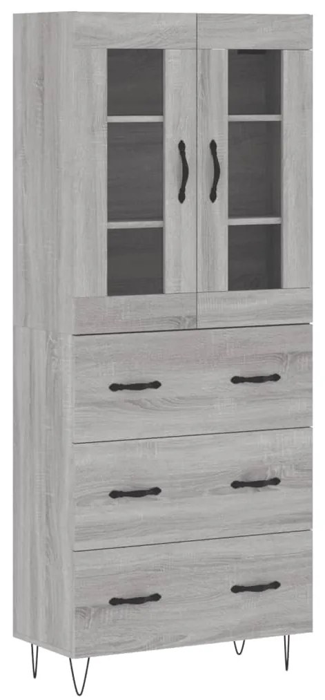 3198439 vidaXL Висок шкаф, сив сонома, 69,5x34x180 см, инженерно дърво