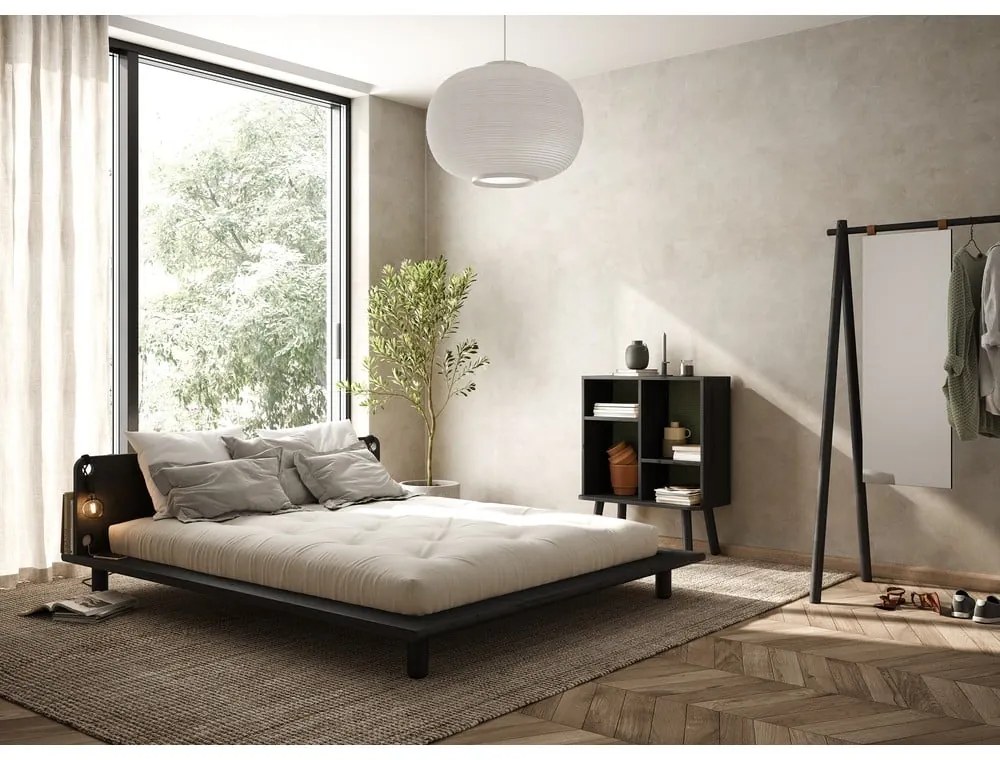 Черно борово двойно легло с решетка 140x200 cm Peek - Karup Design