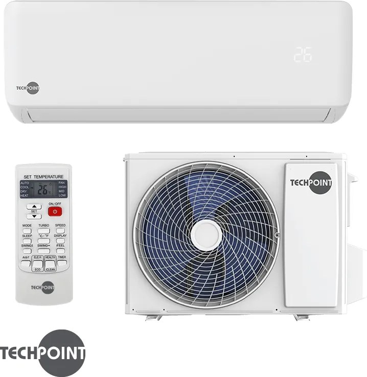Инверторен климатик TechPoint TCP H18 MAXCOOL, 18000 BTU, 33 м2, A++, R-32, Бял