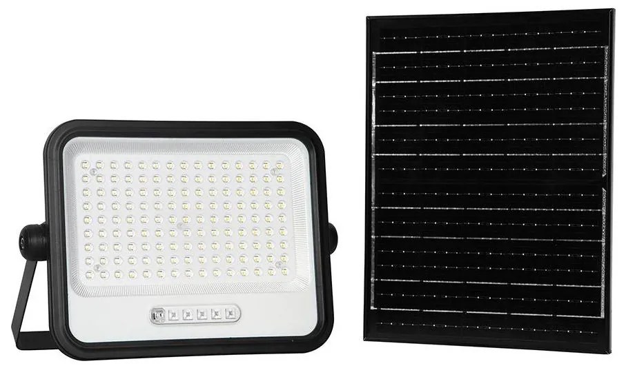 LED димируем соларен прожектор LED/300W/3,2V IP65 15000 mAh черен + дистанционно управление