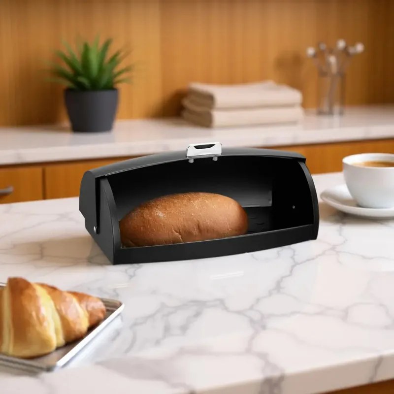 Кутия за хляб Klausberg KB 7931, 45 см, Ергономична дръжка, Метална, Черен