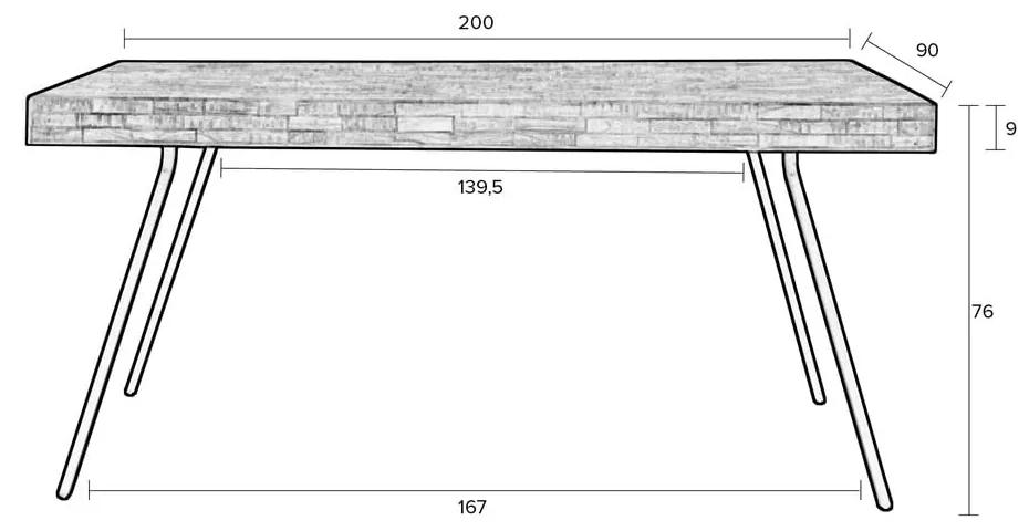 Трапезна маса от тиково дърво 90x200 cm Suri - White Label