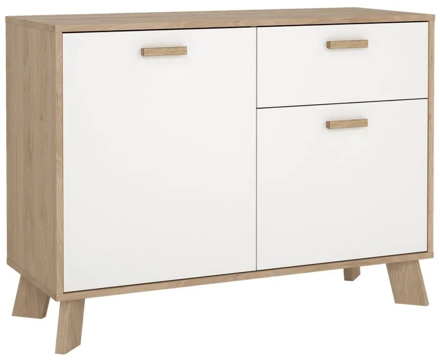 Скрин от дъбов декор в бял и естествен цвят 99x73x39 cm Ikast – Tvilum