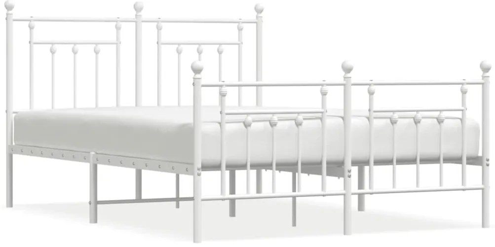 353605 vidaXL Метална рамка за легло с горна и долна табла, бяла, 140x200 см