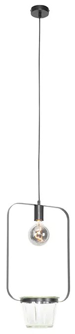 Модерен висящ аплик черен със стъкло правоъгълно - Roslini