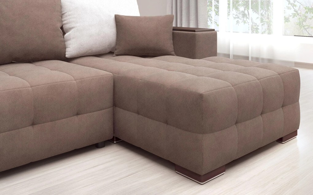 Разтегателен ъглов диван с подлакътник етажерка Мелвин Спринг S