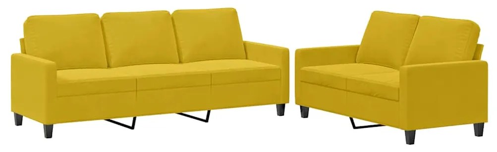3201522 vidaXL Комплект дивани от 2 части с възглавници, жълт, кадифе