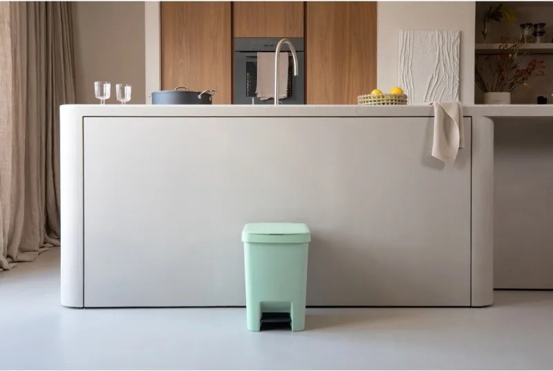 Кош за боклук с педал Brabantia StepUp 1008484, 25 л, Екологични материали, Голям отвор, Светлозелен