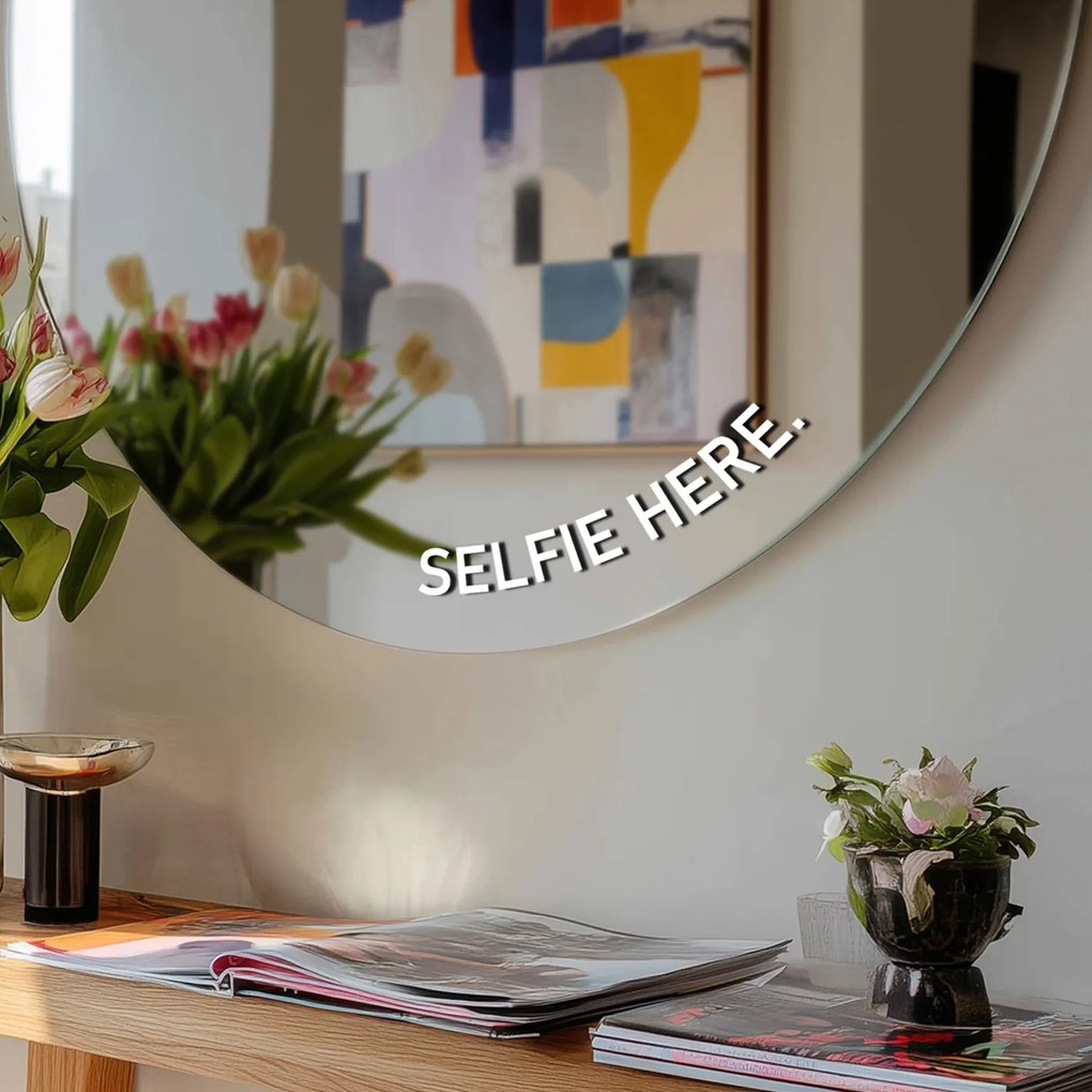 Стикер za огледало S49 – SELFIE HERE. (round)