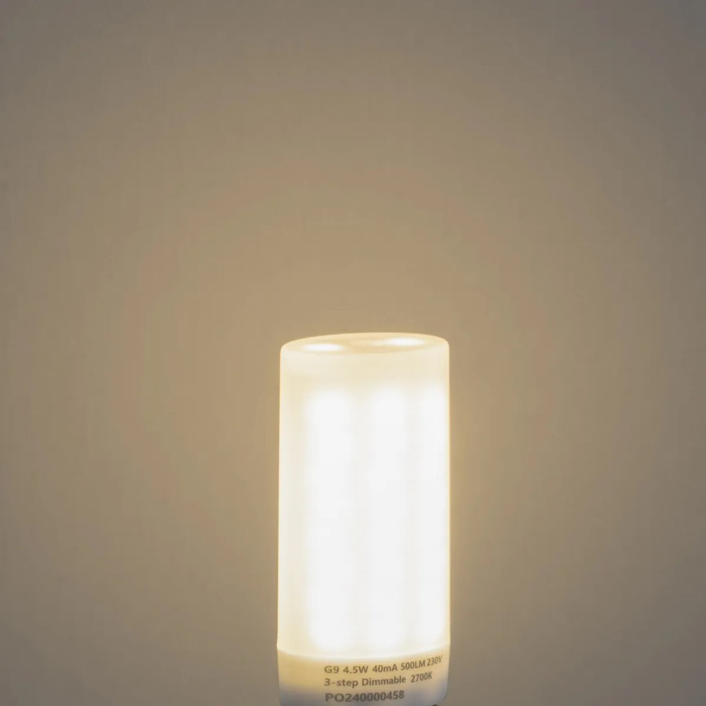 Комплект от 2 G9 LED крушки с 3-степенно димиране опал 4.5W 500 lm 2700K