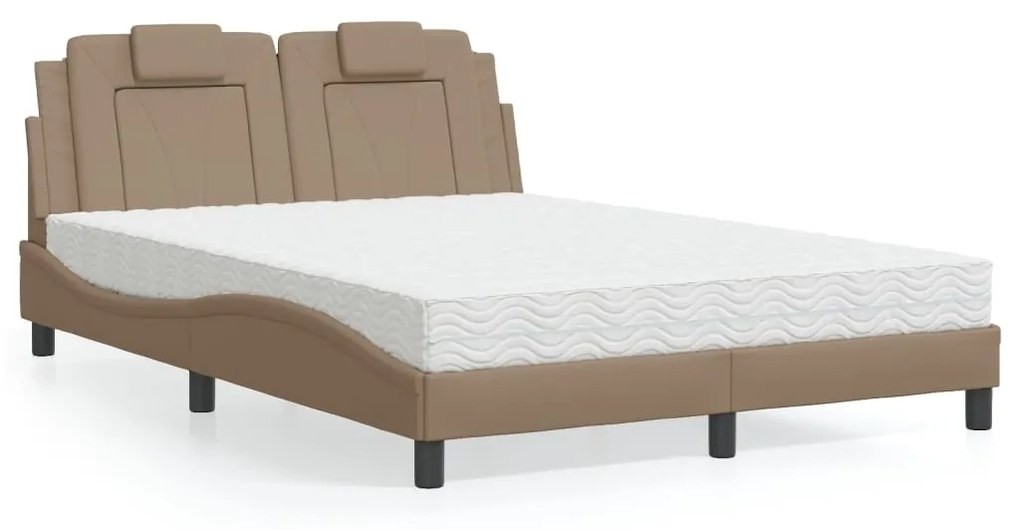 3208800 vidaXL Легло Viana без матрак, капучино, 140x200 см, изкуствена кожа