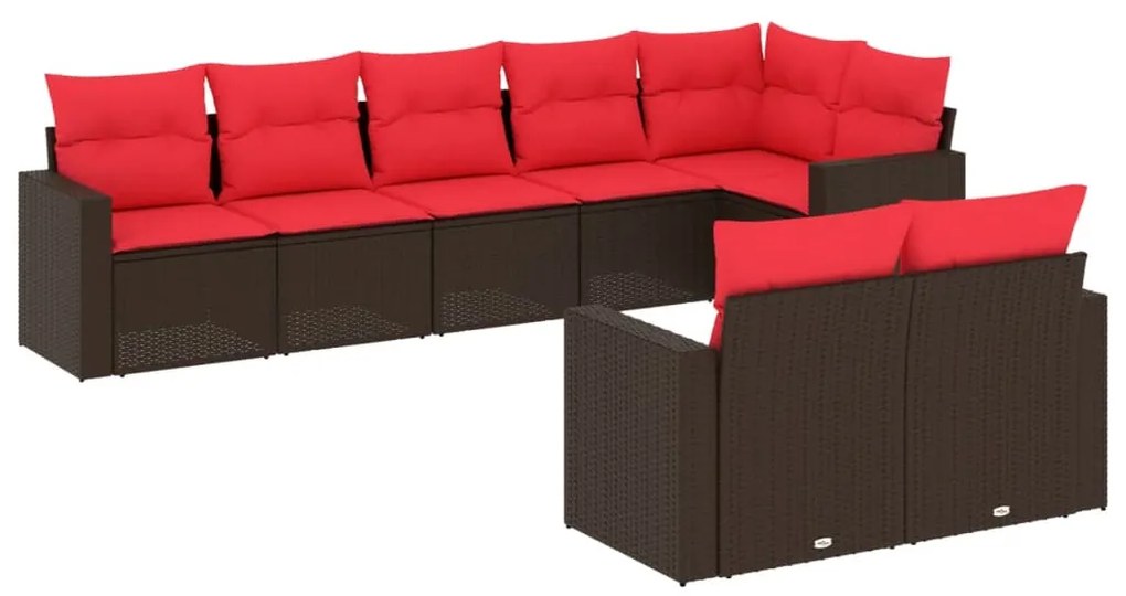 3251561 vidaXL Градински комплект с възглавници, 8 части, кафяв, полиратан