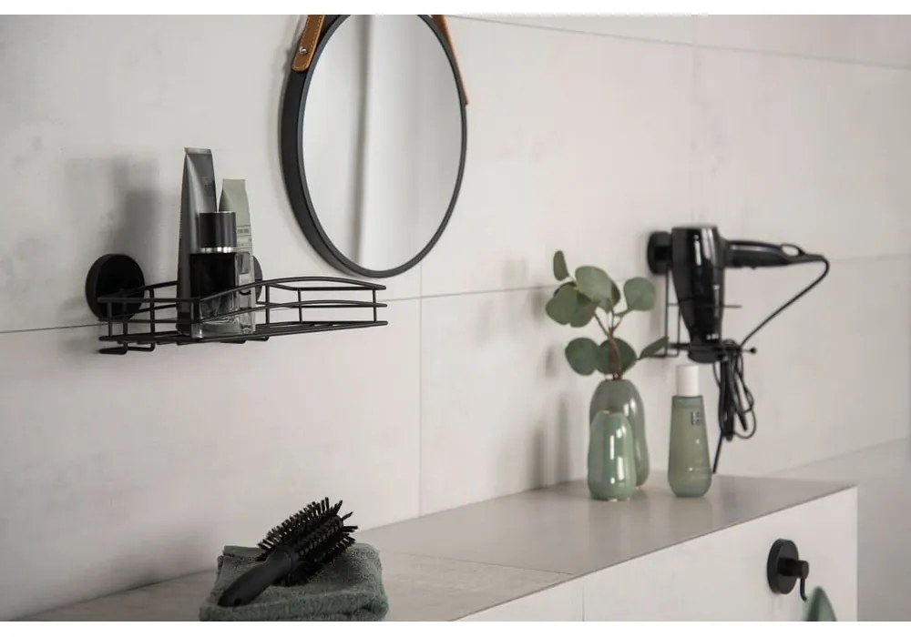 Черен държач за сешоар за стена Vacuum-Loc® Milazzo - Wenko