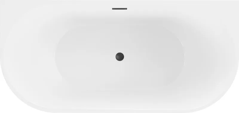 Mexen Oval свободностояща вана край стена 180 x 80 см, бяла, преливане черно