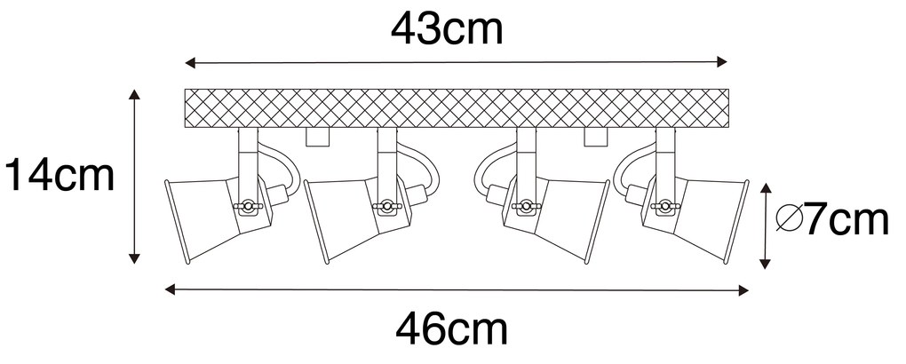 Рустически прожектор черен с дърво 4-светлина регулируем - Jelle