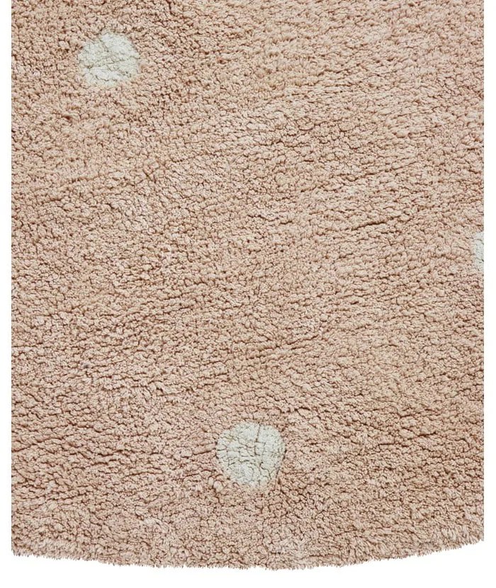 Светлорозов ръчно изработен памучен детски килим подходящ за пране ø140 cm Round Dot Rose – Lorena Canals