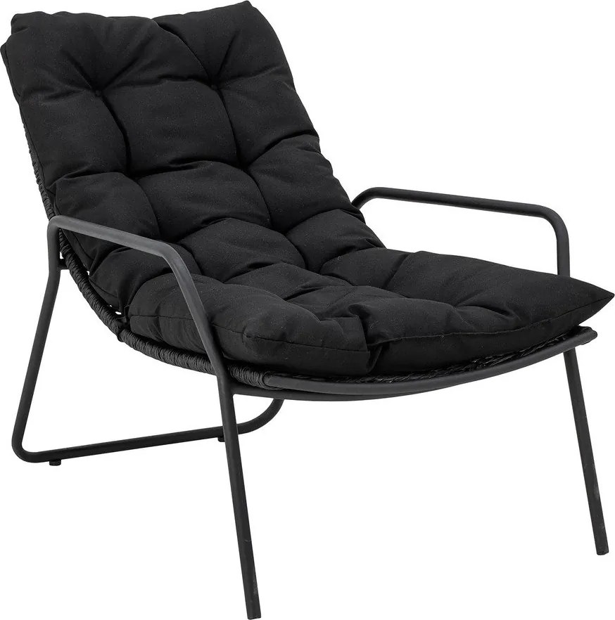 Черен градински шезлонг с табуретка за крака Boel - Bloomingville