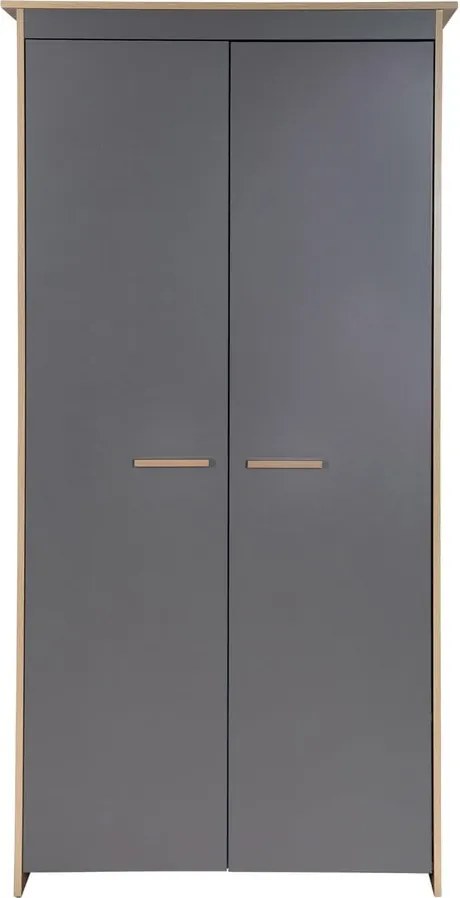 Детски гардероб в дъбов декор в антрацитен и естествен цвят 50x190x96 cm Anna – Roba