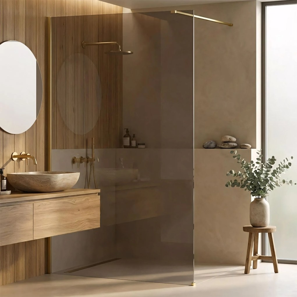 Параван за душ Rea Flexi Brown / Brush Gold 130