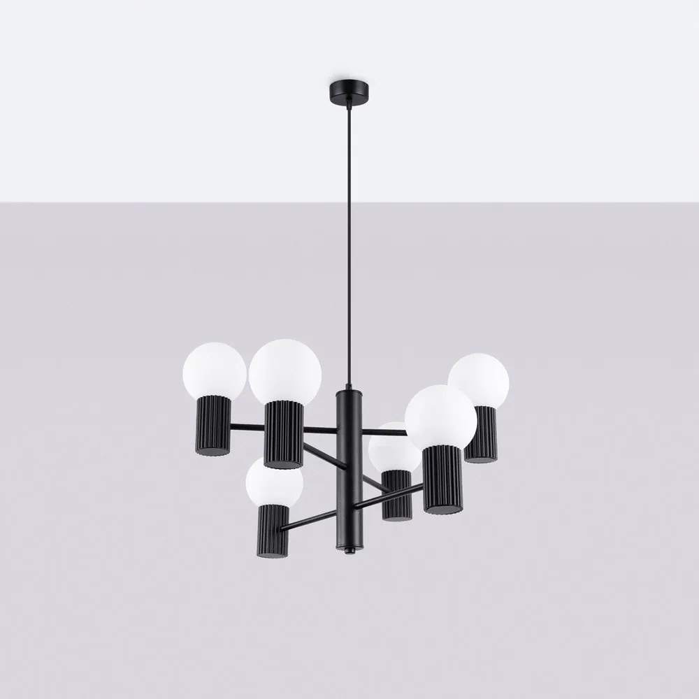 Черно висящо осветително тяло със стъклен абажур Orbital – Sollux