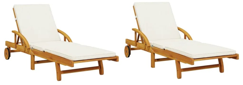 3206372 vidaXL Шезлонги 2 бр с възглавници 200x68x83 см масивна акация