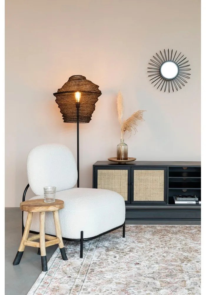 Черна ратанова маса за телевизор 38x55 cm Guuji - White Label