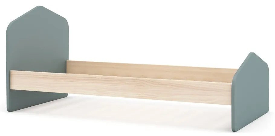 Детско легло 90x190 cm от декор от бор с включена подматрачна рамка в естествен цвят/сиво-зелено Estefania – Marckeric