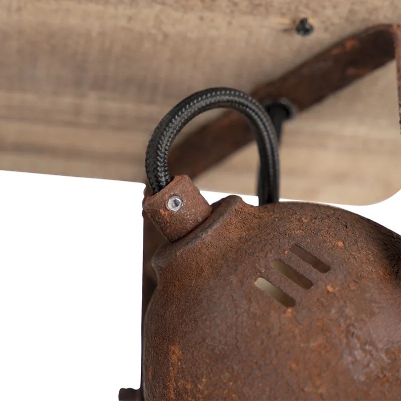 Индустриален прожектор ръждиво кафяв с дърво наклонен 2-светлина - Gina