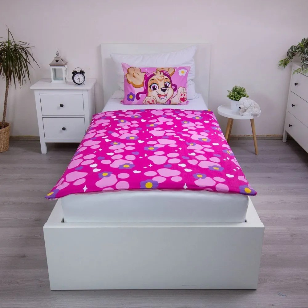 Розово памучно детско спално бельо 100x135 cm Paw Patrol "Pawsome friendships grow" – Jerry Fabrics
