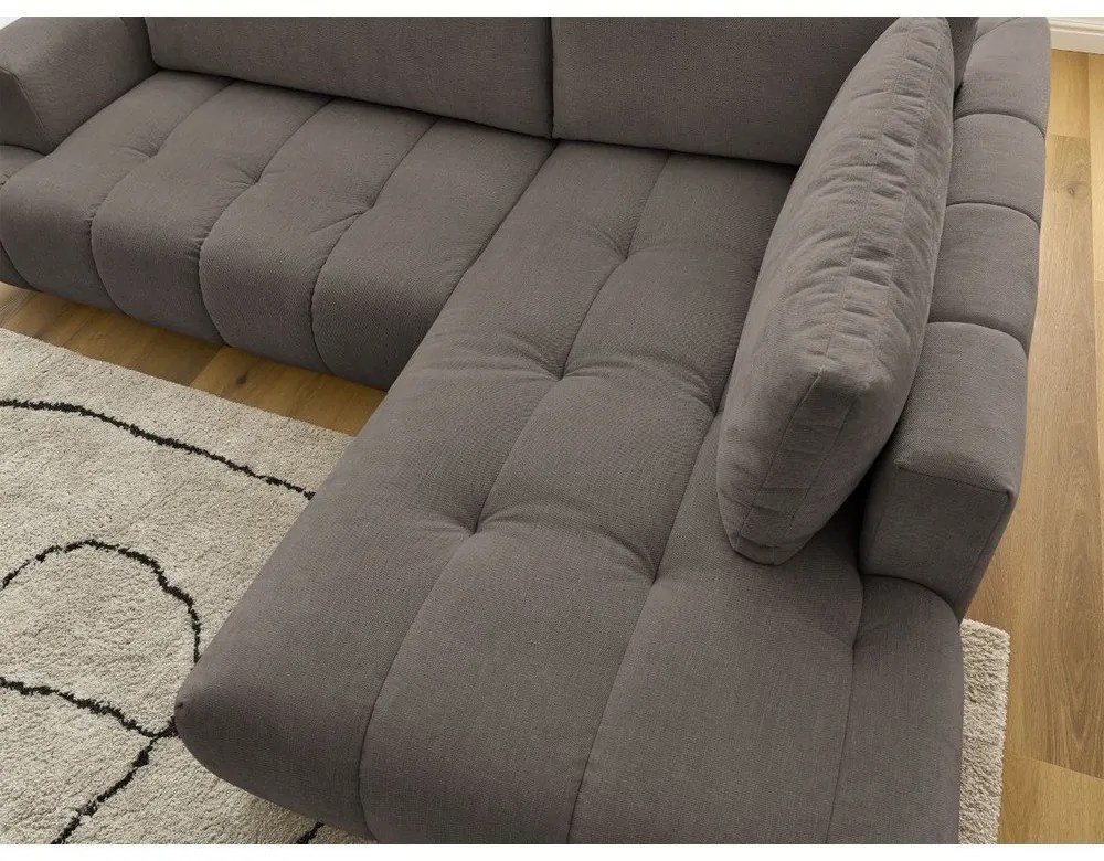 Кафяво-сив сгъваем/с място за съхранение ъглов диван (десен ъгъл/L форма) Fuji – Bobochic Paris