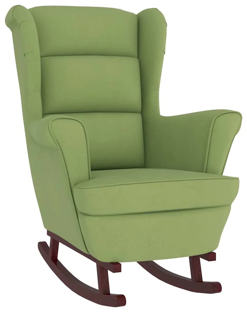 329366 vidaXL Люлеещ се стол с облегалка, светлозелен кадифе и масивно дърво