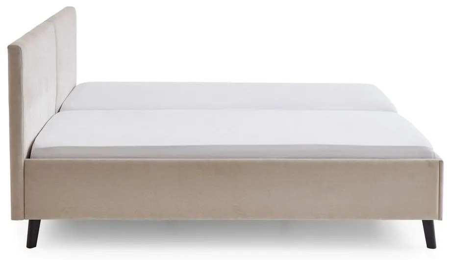 Бежово двойно легло 160x200 cm тапицирано с включена подматрачна рамка Piano – Meise Möbel